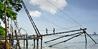 Traditional Chinese Fishing net in Cochin (Kochi), Kerala, South India - 