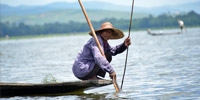 Fisherman on Inle lake, Myanmar (Burma) - 