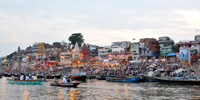 Dashashwamedh Ghat of Varanasi, Varanasi - The crowd grows during sunset at one of the more than 80 ghats on the river Ganges here. The Dashashwamedh Ghat is the main and probably oldest ghat located on the Ganges here.