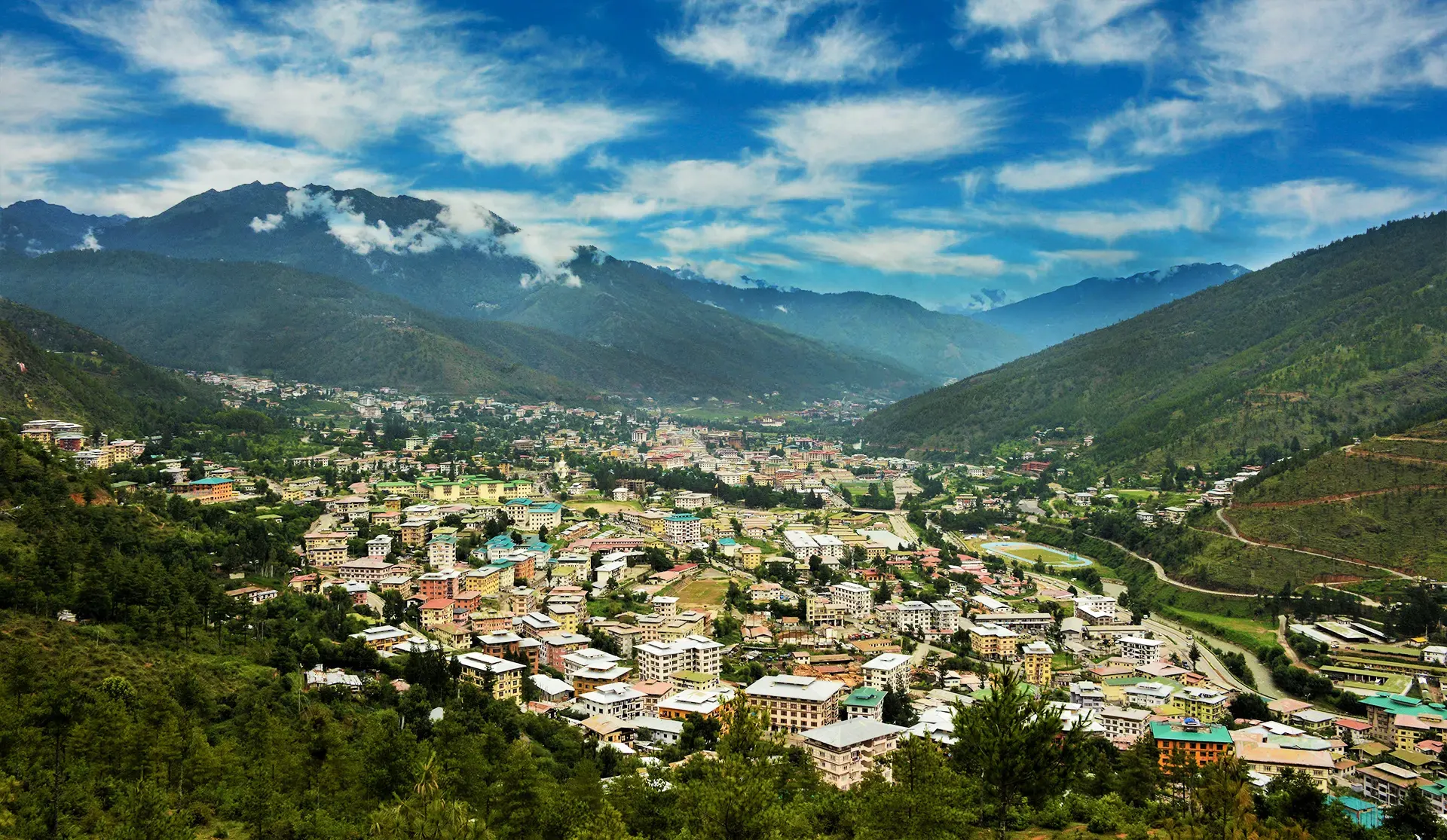 Thimphu, the largest town in Bhutan
